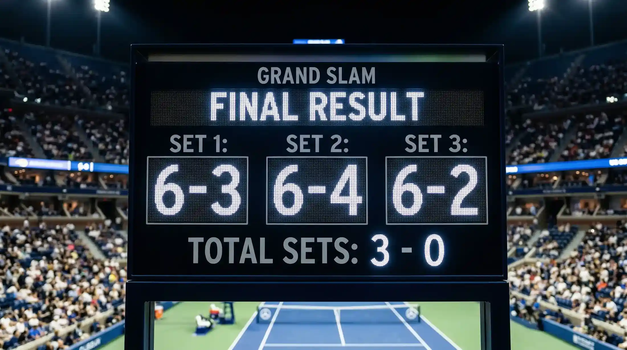 Marcador de tenis mostrando resultado por sets